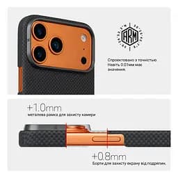 Защитный чехол для Apple iPhone 17 Pro, BlackIcon Kevlar MagCase, кевларовый, черный, панель, накладка с поддержкой MagSafe, противоударный, защита всего корпуса, усиленные углы, совместим с беспроводной зарядкой, ArmorStandart (ARM88529) - мініатюра 6