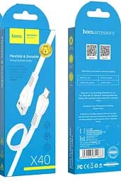 Кабель Hoco X40 Noah charging data cable for Lightning Білий - мініатюра 2