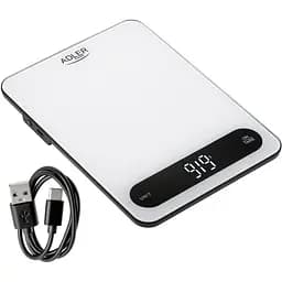 Ваги кухонні Adler AD 3177 white black електронні/ 10кг/ г; мл, унція/ USB type C/ автовимкнення - мініатюра 4