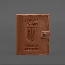 Шкіряна обкладинка-портмоне на паспорт з гербом України 25.1 Світло-коричнева - мініатюра 8