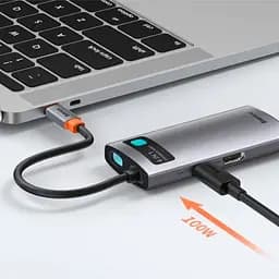 Перехідник HUB Baseus Metal Gleam Series 4-in-1 Type-C (CAHUB-CY) Gray - мініатюра 3