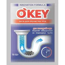 Средство гранулированное для прочистки труб O'key для холодной воды, 70 г