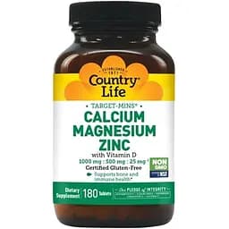 Витамины и минералы Country Life Target-Mins Calcium Magnesium Zinc, 180 таблеток