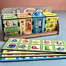 Дерев'яна настільна гра "Шафи з одягом" сортер-комодик Ubumblebees 7,5х24,5х12 см det0009960 - мініатюра 4