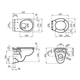 Унітаз підвісний Kroner Oker WHI533536 RIMLESS безобідковий з сидінням (KO533536WHIR), Білий - мініатюра 2