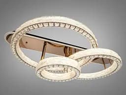 Сучасна стельова LED-люстра кільця з кришталем Diasha 663/800+600+400GD золото, 3 кільця, 200 W, 120 см, 20-30m2