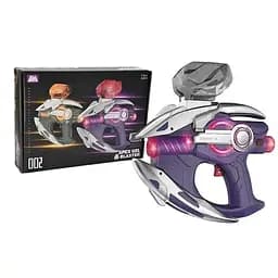 Іграшковий бластер із підсвіткою, індикатором заряду, орбізами, магазинами та захисними окулярами, Фіолетовий