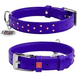 Нашийник для собак Waudog Glamour шкіряний з QR паспортом, з клейовими стразами, S, Ш 20 мм, Дов 30-39 см (4823089307053)