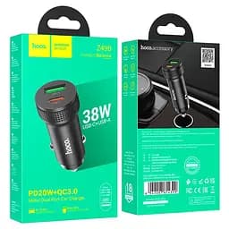 Автомобільний зарядний адаптер швидкого заряджання HOCO Z49B Level 2 port car charger 38W чорний - мініатюра 2