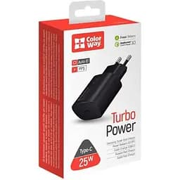 Сетевое зарядное устройство ColorWay Power Delivery Port PPS USB Type-C (25W) Black