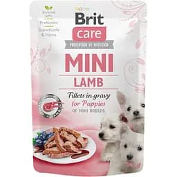 Беззерновой влажный корм для щенков миниатюрных пород Brit Care Mini pouch филе ягненка в соусе 85 г