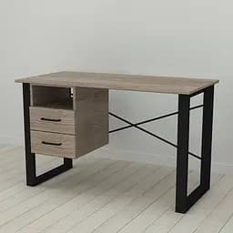 Письмовий стіл із ящиками Ferrum-decor Оскар 750x1200x700 метал Чорний ДСП Дуб Сонома Трюфель 16 мм (FRD-103259)