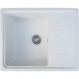 Гранітна кухонна мийка Romzha Patrat 62 Biela (102) з крилом