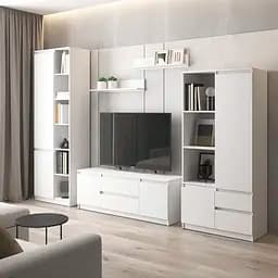Комплект меблів у вітальню VAYS шафа R-26, шафа R-27, тумба R-28, полиці М-22, білий