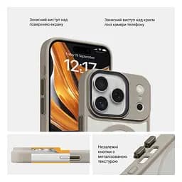 Чехол для Apple iPhone 17 Pro, Uniq MagCase, серый, противоударный, панель-накладка с MagSafe, ударопрочный TPU+PC, с магнитом MagSafe, поддержка полноценной беспроводной зарядки, ArmorStandart (ARM86270) - мініатюра 3