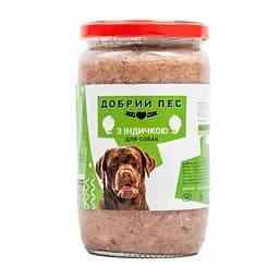 Блок консервованого корму для собак з індичкою Добрий Пес 660 г