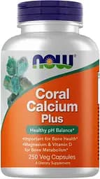 Вітаміни та мінерали NOW Coral Calcium Plus, 250 вегакапсул