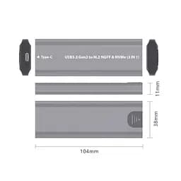 Кишеня зовнішня Dynamode M.2 SSD NVMe/SATA combo USB3.2 GEN2 USB-C (DM-CAD-SSD05) - мініатюра 5