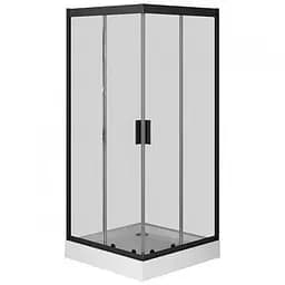 Душевая кабина Am.Pm Gem Square Slide 90x90 см без поддона black W90UG-403-090BT, прозрачная, черная