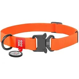 Нашийник для собак Waudog Waterproof, коллартекс, водостійкий, з QR паспортом, 24-40х2 см, помаранчевий