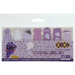 Закладки паперові ZiBi Kids Line Grape із клейким шаром 7 дизайнів 65x18 мм 140 шт. (ZB.15102)