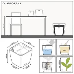 Вазон Lechuza Quadro Premium LS, 32 л, білий (16180) - мініатюра 4