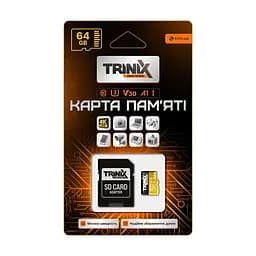 Карта пам’яті Trinix 64GB miсroSDXC з SD-адаптером U3 V30 A1 (90-00035) - мініатюра 3