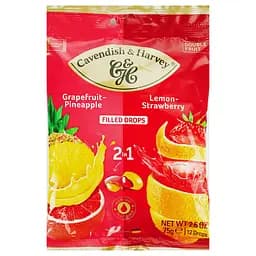 Конфеты Cavendish & Harvey Double Fruit Mixbag Грейпфрут с наполнителем Ананас и Лимон с наполнителем Клубника 75 г