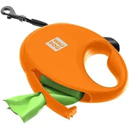 Повідець-рулетка для собак Waudog R-leash з контейнером для пакетів, світловідбивна стрічка, L, до 40 кг, 5 м, помаранчевий - мініатюра 7
