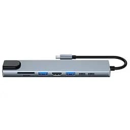 Хаб USB 8-in-1 Grey GTL teh0019583 - мініатюра 2