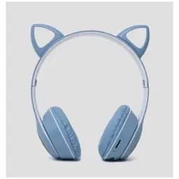 Дитячі навушники Cat MZ-023 Bluetooth RGB підсвічування FM microSD з котячими вушками синій - мініатюра 4