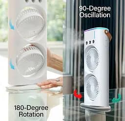 Портативный вентилятор Voltronic T1818, увлажнение, подсветка, Air Cooler Fan White - мініатюра 5