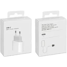 Адаптер живлення USB-C потужністю 20 Вт 3А OEM USB-C підтримка Smart Charge для заряду Iphone iPad Air білий - мініатюра 2