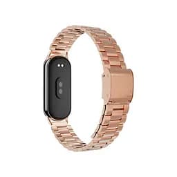 Ремінець для фітнес-браслета Tamister для Xiaomi Mi Band 8 металевий тип В із застібкою рожеве золото - мініатюра 3