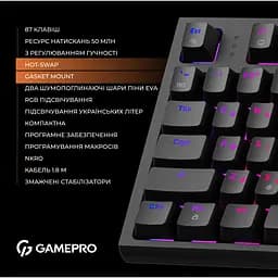 Клавіатура GamePro Red з Hot-Swap RGB Black дротова механічна (MK180B) - мініатюра 7