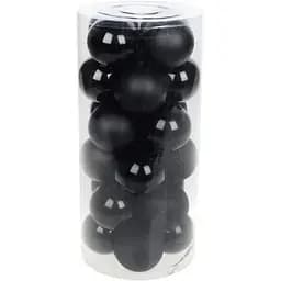 Набір святкових ялинкових куль діаметром 6 см чорного кольору 24 шт глянцеві глітер і матові