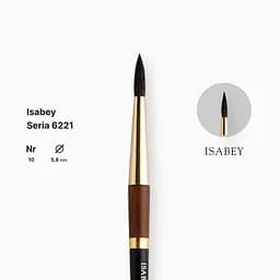 Пензель білка кругла натуральна Isabey 6221, №10, для акварелі, коротка ручка - мініатюра 2