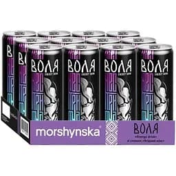 Упаковка енергетичного напою Моршинська Воля Енерджі Ягідний мікс середньогазований 3.96 л (0.33 л x 12 шт.)