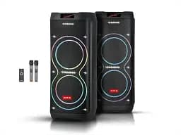 Акустична переносна колонка ZXX-5560 2x10" TWS/FM/USB/TF/BT/REC/LED/2MIC/ДУ 100Вт бездротова колонка - мініатюра 3