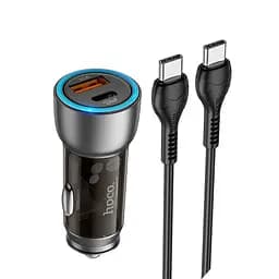 Адаптер автомобильный HOCO Type-C to Type-C cable Sprinter dual port car charger NZ8 комплект черный