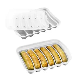 Форма для запікання випічки силіконова домашніх хот-догів, сосисок, ковбасок, кебаба кебабниця, A-plus Білий 86438