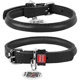 Нашийник для собак Waudog Glamour шкіряний з QR паспортом, круглий, XS, Д 8 мм, Дов 25-33 см (4820152565273)