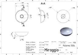 Умивальник Miraggio Palermo mirastone black 0000434, Чорний матовий - мініатюра 4