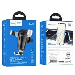 Тримач- холдер автомобільний Hoco CA92 Gold shield air outlet gravity holder чорно сріблястий - мініатюра 4