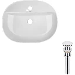 Умивальник Qtap Scorpio накладний овальний 505x385x120 мм White + донний клапан PU02, Білий