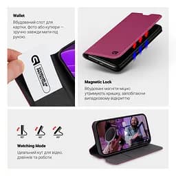 Чехол-книжка для Motorola Edge 60 Pro 5G, OneFold Case, бордовый, из экокожи (PU) и TPU, с магнитом, с подставкой и отделением для карт, трансформируется в подставку, противоударный, защита всего корпуса, ArmorStandart (ARM85910) - мініатюра 4