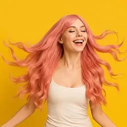 Перука кучерява довга рівний зріз з термоволокна 80 см рожевий