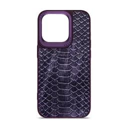 Кожаный чехол для Apple iPhone 15 Pro, Harder Lizard, фиолетовый, термополіуретан ТПУ + экокожа с имитацией кожи ящерицы, панель, защита корпуса, противоударный, микрофибра, рамка вокру камеры, защита всего корпуса, (ARM76870)