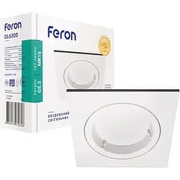 Светильник точечный Feron литье цветное DL6300 MR16/G5.3 алюминий белый квадрат (80260)