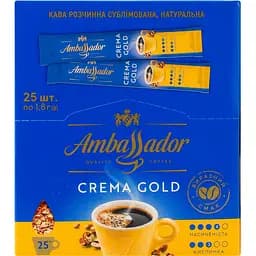 Уцінка. Кава розчинна Ambassador Crema Gold натуральна сублімована стік 1.8 г х 25 шт.  - мініатюра 3